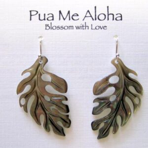 Carved Monstera Earrings